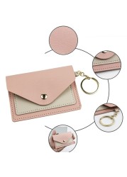 Korean version card holder cute student candy color ultra-thin wallet multiple ID card holders keychain package small wallet purse