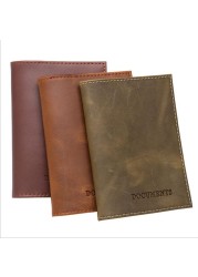 Khaki Russian Crazy PU Leather Smooth Auto Driving License Cover Bag for Car Driving Documents Credit Card Holder