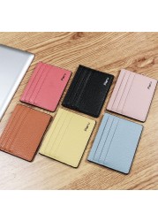 Slim Ultra-thin Wallet PU Leather Bank Credit Card Holder Short Coin Purse Black Oil Edge Card Bag Lychee Pattern Cash Clip