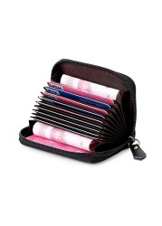 Men Business Card Holder Women Credit Card Holder Genuine Leather Bank Card Case Casual Zipper Wallet Rfid Coin Purse