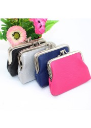 PU Leather Pocket Money Wallet Buckle Coin Purse Candy Color Card Holder Simple Double Layer Small Wallet Gift for Women Girls