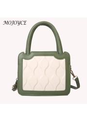 PU Women Biscuit Embossing Handbags Top-handle Hit Color Messenger Shoulder Bags for Women Outdoor Shopping Traveling