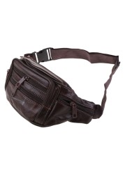 Men's Classic Leather Messenger Bag Waist Bag For Outdoor Hiking Motorcycle