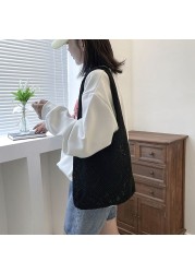 2022 hollow woven women shoulder bags designer knitted braid bags large capacity tote summer beach bag purses shopper sac
