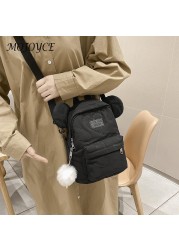 Preppy style backpack with bear ear ladies solid color backpack college girl lightweight wear-resistant laptop bag