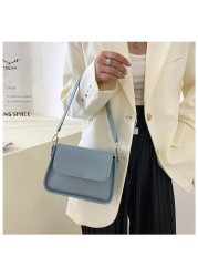 Qiaoduo 2022 Fashion Women Shoulder Bag Soft PU Leather Underarm Female Bags Solid Color Small Square Box Wide Strap Handbag