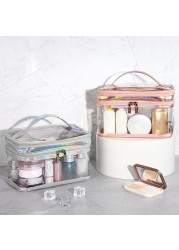 2022 Ladies Transparent Waterproof Cosmetic Bag Female Wash Toilet Bag Organizer Large Capacity PVC Travel Makeup Storage Bag