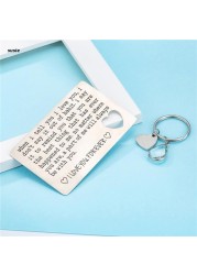 X7YA 2x/set Personalized Birthday Anniversary Wallet Card With Keyring For Men