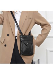 Solid color designer 2022 new high quality leather ladies shoulder bag fashion small women messenger bags mobile phone bag sac