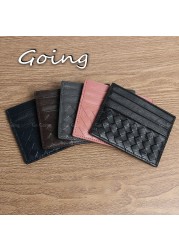 Go Go 100% Leather Credit Card Ultra-thin Brand Business Card Multiple Card Slots Simple Fashion Women Card Bag