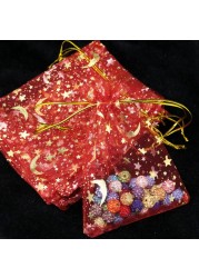100pcs Moon Star Drawstring Organza Small Drawstring Bags Jewelry Gift Bag Pouch X7YA