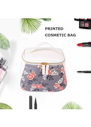 Women PU Leather Printing Cosmetic Bag Women Waterproof Zipper Portable Travel Organizer Makeup Bags For Women