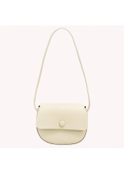 Solid Fashion PU Leather Women Saddle Flap Bag Small Shoulder Crossbody Bags For Women Fashionable Decoration