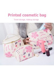 Women Casual PU Leather Cosmetic Bag Portable Travel Toiletry Makeup Organizer Zipper Accessories for Women