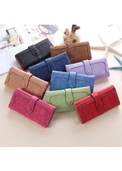 Women's PU Leather Long Clutch Matte Wallet Fashion Lady Multi-pocket Phone Card Holder Wallet Female Casual Solid Handbag Wallet