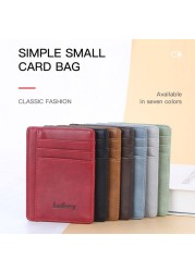 Simple Slim PU Leather Credit ID Card Holder Small Wallet Wallet 2022 Men Women Solid Color Casual Bag Money Bus Card Pocket Bag