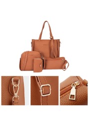 4pcs Women Handbag Set Shoulder Crossbody Bags Bag Card Holder Wallet Purse