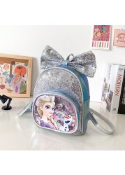 New Children's School Bag Cartoon Princess Accessories Bag Bow Sequins PU Backpack Pupil Kindergarten Kids Girls Backpack