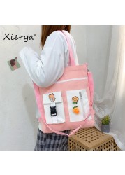 Xierya Fashion Women Shoulder Bag Pink Student Handbag Women Canvas Bag Tote Shopping Crossbody Bags Mochilas Bolsos