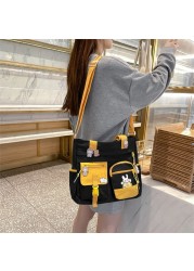 Preppy Style Cute Shoulder Crossbody Bags Women Waterproof Nylon Messenger Bags For Girls School Bags With Badge Handbag Purses