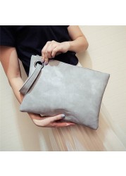 Solid Fashion Handbag Women Clutch Bag Leather Women Envelope Bag Zipper Evening Bag Female Clutches Handbag