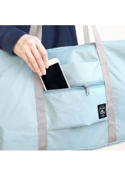 Organizer Side Pocket Dual Zipper Handheld One Shoulder Polyester Space Saving Foldable Portable Clothes Storage Travel Bag