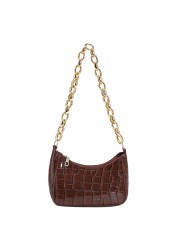 Ladies PU Leather Chain Shoulder Bag Women Underarm Bag Fashion Crocodile Pattern Zipper Shopping Handbag