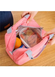 Waterproof Lunch Bag Nylon Portable Zipper Thermal Lunch Bag Oxford Bags For Women Convenient Lunch Box Carrying Food Bags