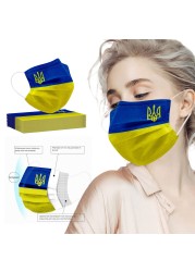 10/50pcs ukraine flag mask adult disposable mask face mask blue yellow printed 3 layers industrial ua ukr ukraine flag masks