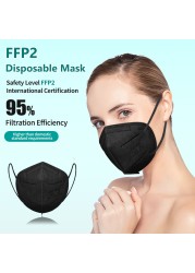 Black Mask FFP2 Masks KN95 Europa Certification 5 Layers Mascarillas FPP2 Security Protection ffp2mascherina FFPP2 Adult