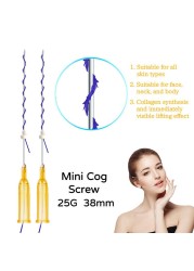 Mini Cog Screw 25g 10pcs/bag Hilos Tensores Faciales Ultra V Lift Barbed 38/60mm Pdo Thread for Face Lift Skin Care