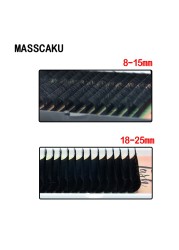 MASSCAKU - Natural False Mink Lashes, Single Extensions, Soft Lashes, 16 Rows/Pack, 8 to 16mm and Mix, Premium