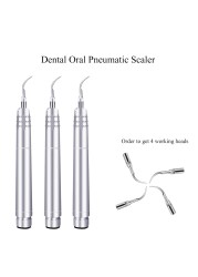 Dental Ultrasonic Air Scaler with 4 Teeth Cleaning Tips 2/4 Holes Handpiece Teeth Whitening Cleaner