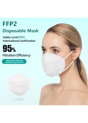 قناع FFP2 10/50/100 PCS KN95 أقنعة الكبار FFP2mask 5 رقائق Mascarillas FPP2 قناع الوجه الاسود FFPP2 وافق قناع ffp 2