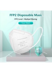 FFP2 أقنعة KN95 Mascarillas هومولوكادا 5 طبقات ffp2fan CE قناع الجهاز التنفسي FPP2 قناع وجه واقي KN 95 Masque الكبار