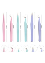 Colorful Anti-static Tweezers For Eyelash Extension Eyebrow Stainless Steel Beauty Set Precision Tweezers Beauty Kit Repair Tools