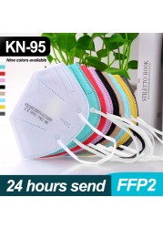 10-200 قطعة معتمد kn95 قناع fpp2 Mascarillas ffp2 homology ada ffp2fan 5 طبقات واقية أقنعة الوجه الأسود قناع جهاز التنفس