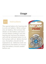 Hearing Aid Batteries 60pcs/10cards RAYOVAC Peak 1.45V 312 312A A312 PR41 Zinc Air Battery for BTE CIC Rick OE Hearing Aids