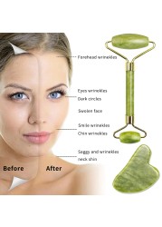 Guasha Natural Stone Facial Massage Jade Roller Gua Sha Massager Device Set For Body Spa Visage rouleau de massage rouleau visage