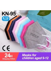 FFP2 Children Protective Dust Mask Breathable 5 Layers Multicolor Matching CE Reusable Girls Fit 9-12 Years Kn95 Face Mask