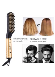 Professional Hair Comb Brush Beard Straightener Multifunctional Straightening Brush Hair Curler Fast Heating Styling Tools