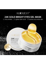 AUQUEST 24K Gold Eye Mask Anti Dark Circle Crystal Collagen Anti Aging Wrinkle Mask Remove Eye Bags Skin Care Korean Cosmetics