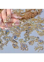 Mix 30pcs Manicure Metal Nail Art Decoration Charm Golden Silver Alloy Jewelry Variety of Patterns Mixed Random Nail Accessories