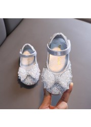 Autumn girls leather shoes princess square rhinestone bow single shoes fashion children performance wedding shoes