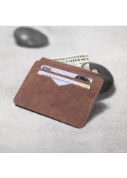 Men's card wallet short matte leather retro multi-card frosted fabric money card holder new minimalist transparent coin purse