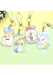 Cartoon ID Credit Card Holder Bank Students Bus Card Case Hand Rope Visit Door ID Badge Cover Cards for Women Men Pendants