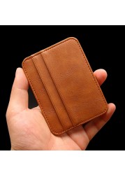 New Thin Mini PU Leather Wallet Slim Bank Credit Card Holder 5 Slots Business Mini ID For Men Women Coin Purse Card Holder