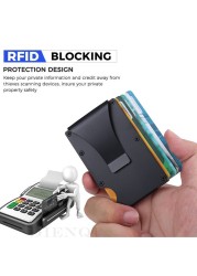 حامل بطاقة ائتمان معدني Rfid عالي الجودة للرجال والنساء ، نحيف ، منزلق ، محفظة بسيطة ، محفظة صغيرة ، محفظة صغيرة ، 2021