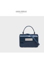 Female bag 2022 new fashion all-match retro simple crocodile pattern crossbody advanced gem box small bag shoulder bag handbag