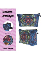 Fashion Mandala Printing Cosmetic Bag Datura Floral Print Mandala Pattern Cosmetic Bag Travel Bag Mandala Print Cosmetic Bag